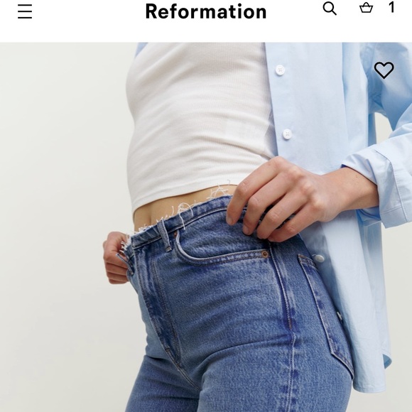 NWT Reformation Mariah Cut Off Waistband Straight Jeans size 29 but fits a 27 - Picture 8 of 17